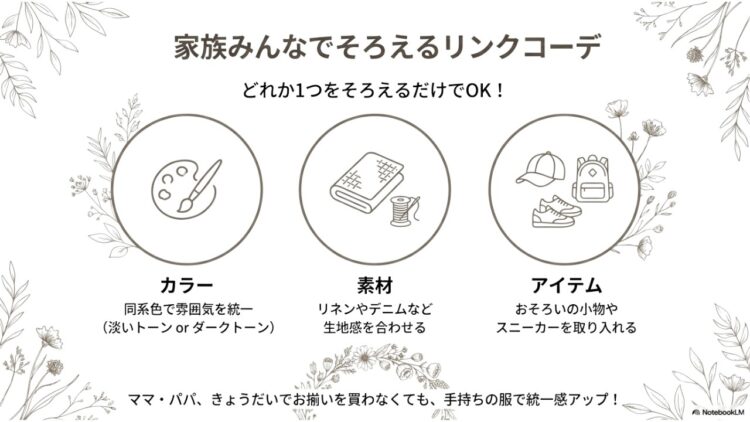 家族みんなでそろえるリンクコーデ