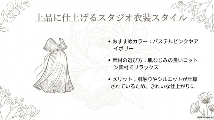 上品に仕上げるスタジオ衣装スタイル