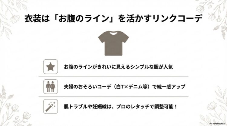 お腹のラインがきれいに見えるリンクコーデ